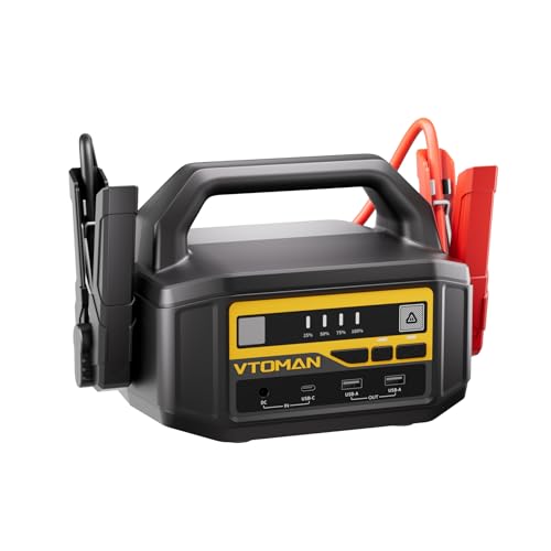 VTOMAN V-Truck Auto Starthilfe Powerbank-6000A 12V/24V Tragbare Batterie Booster für Lkw, Transporter und Traktoren (Alle Benzin und Diesel), Starter Powerbank mit LED-Taschenlampe & USB-Schnellladung