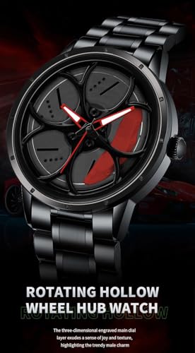 Image of Shocknshop RevolveX Rotating Hollow Wheel Hub Creative Fashion Analog Quartz Stainless Steel Wrist Watch for Men Boys -WCH364