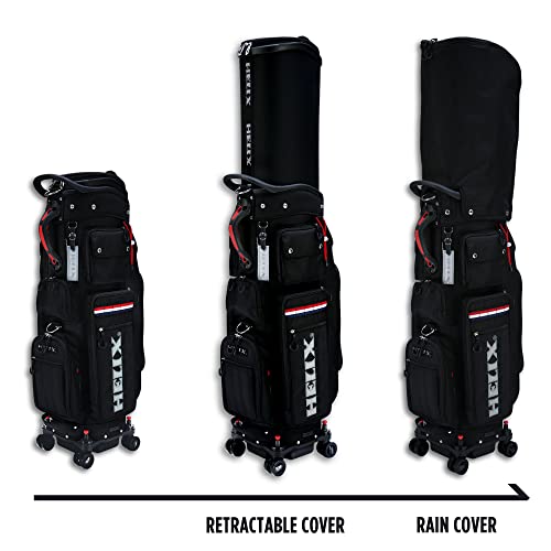 Helix-Golf Golf Cart Bag, Easy To Carry, Retractable Golf Club Cart Bag With Locking Wheels Chassis And Latest Integrated Handgrip. #TOP3