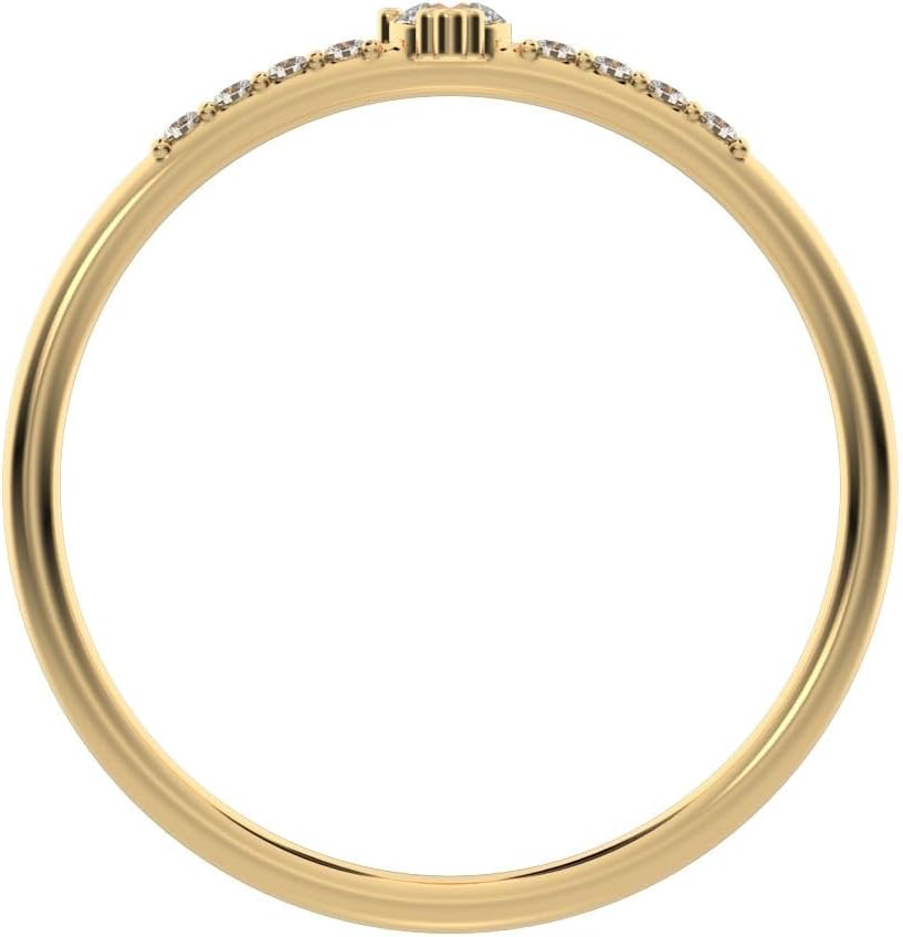 Clara Pucci 0.12 Ct Round Cut Dainty Minimalist Solitaire With Accents Vertical Light Simple 14K Solid White Gold Everyday Ring