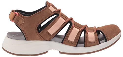 Clarks Women's Solan Sail Flat Sandal, Dark Tan Leather/Suede, 8 #TOP5
