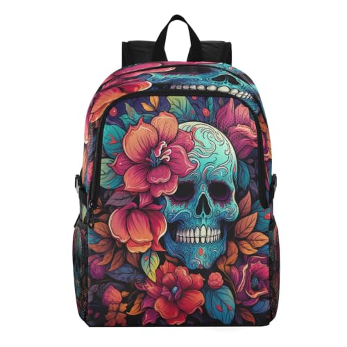 Sac à dos pliable imperméable fleur de crâne contre la pluie en voyage