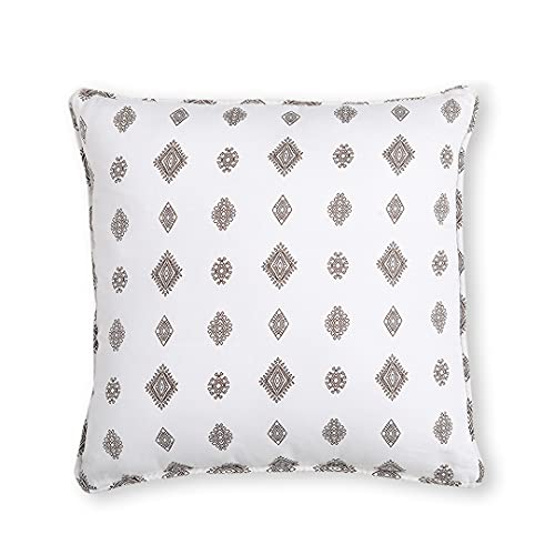Image of Swayam Set of 2 Ethnic Motifs Cotton White Cushion Cover | 20 x 20 Inch | Soft Breathable Fabric with Hidden Zipper | Decorative & Stylish Cushion Covers for Sofa, Living Room, Bedroom & Couch