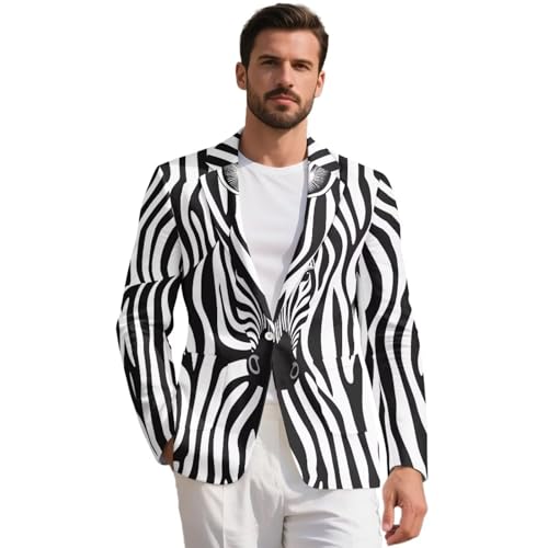 TOADDITDO Animals Pattern Blazers for Men Lightweight One Button Business Suit Jackets with 2 Pockets