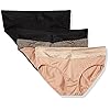 Warners-Womens-Blissful-Benefits-No-Muffin-Top-3-Pack-Hipster-Panties Warner's Women's Blissful Benefits No Muffin 3 Pack Hipster Panties, Black/Toasted Almond/lace dot Print, L