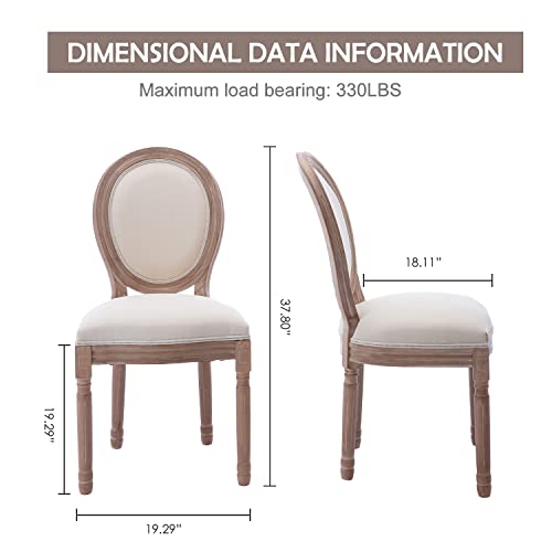 Image of Virabit French Country Dining Chairs Set of 2, Vintage Louis Chairs with Curved Backrest and Beautifully Carved Solid Wood Frame Farmhouse Dining Chairs for Living Room, Kitchen, Restaurant