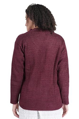 Image of MANRA Women's Woolen V-Neck Buttoned Full Sleeve Cardigan Self Design Soft Wool Fabric Winter Wear Pure Wool Sweater Fully Warm with Front Pockets Stylish Cardigan
