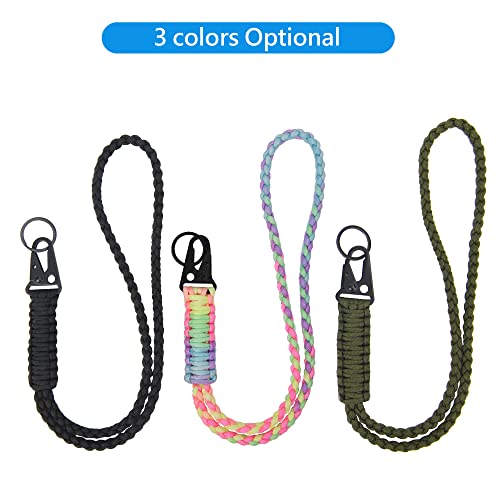 Laredtree Heavy Duty Paracord Lanyard Keychain, Paracord Necklace Cell Phone Keychain Whistles Wrist Braided Strap For Men Women Outdoor Activities, Camera, Traveling(Bright Rainbow) #TOP7