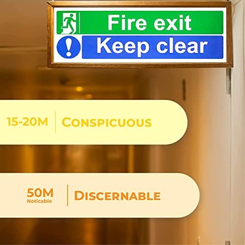 sticky Fire Exit Sign - 30cm x 10cm Ideal Sized Fire Exit Keep Clear Self Adhesive Vinyl Sign [Pack of 3]