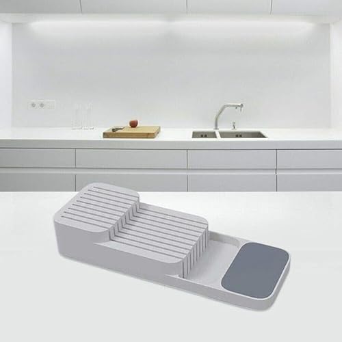 Organizador de Facas com Divisórias Porta Talheres Bandeja Organizadora de Gaveta Economiza Espaço S