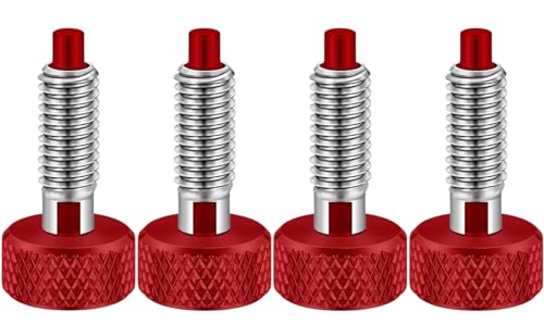 4Pcs Hand Retractable Spring Plunger, Stainless Steel Quick Release Pin M6 Lock Out Self-Locking Bolt with Knurled Handle for Rolling Toolbox Packout Tool Box Accessories