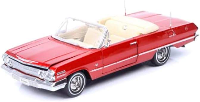 1963 Chevy Convertible Red Metallic NEX Models 1/24 Diecast Model Car by Welly 22434W-MRD