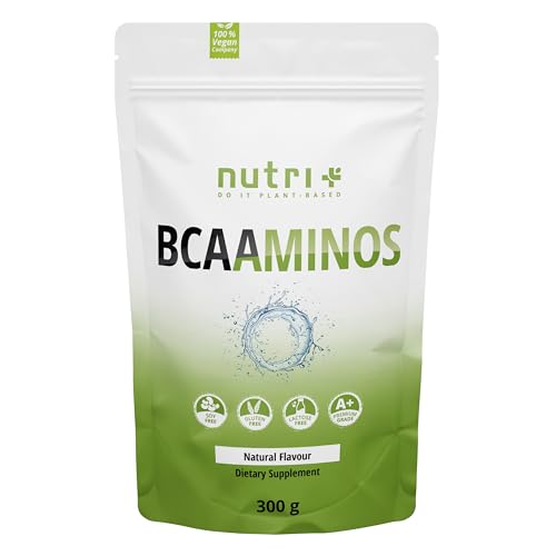 Nutri + BCAA Pulver Neutral - hochdosiert + vegan ohne Süßungsmittel, Zucker, Zusatzstoffe, Geschmack - Natural BCAAs Instant Powder unflavored 300 g