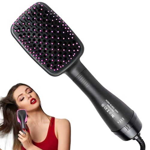 Wavy Chic Hair Dryer Brush 3-in-1, One Step Blow Dryer & Hair Straightener Brush with Negative Ion, Lightweight Design with 3 Heat Settings, Tangle-Free Swivel Cord, Blow Dry & Smooth All Hair Types
