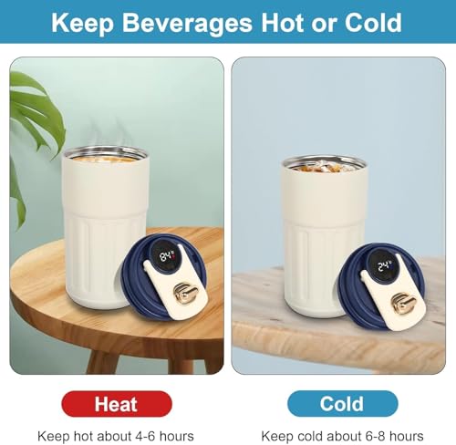 Image of Roslen Stainless Steel Coffee Mug Cup with Insulated Vacuum Thermal, 460 ml Vacuum Insulated Stainless Steel Travel Mug, Leak-Proof Hot & Cold Coffee Cup with Double Wall Insulation (Blue)
