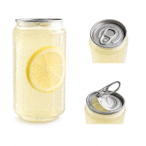Image of PET Plastic Can Cups with Pull Tab Lids, Clear Disposable Beverage Cups, Compatible with 55mm Cup Diameter Can Sealing Machines for Juic (Paired with Full-Open Lids, 11.2, Fluid Ounces)