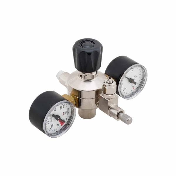 Kit impianto acquario: bombola CO2 600 gr. M10x1 con piedino + riduttore di pressione a 2 manometri + tubo
