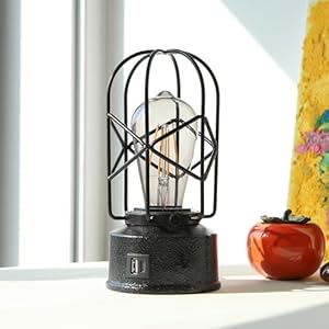 Industrial Touch Small Table Lamp for Bedrooms,2-Way Dimmable Vintage Bedside Lamp with USB C and A Ports, Rustic Lamp,Retro Bedside Lamps,Farmhouse Lamp,Lamps for Nightstand,Bulb Included Industrial Touch Small Table Lamp for Bedrooms2 Way Dimmable Vintage Bedside Lamp with USB C and A Ports Rustic LampRetro Bedside LampsFarmhouse LampLamps for NightstandBulb Included