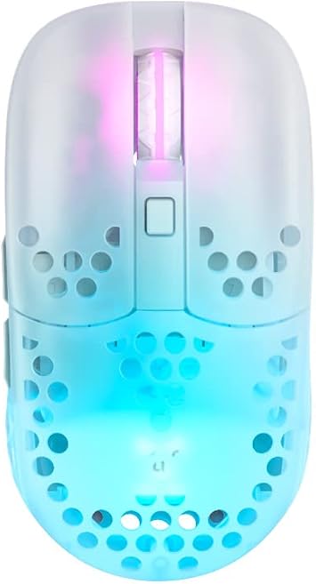 XTRFY MZ1 RGB Wireless Mouse, Unique Adjustable Shape, Designed by Rocket Jump Ninja, 2.4 GHZ lag-free wireless, Ultra-Light, Adjustable Weight Balance, Two Shell Sizes Included - White