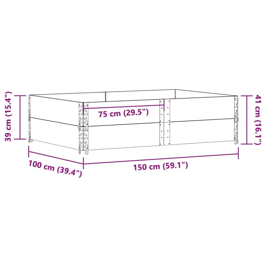 Paretali per Pallet 2 pz Neri 150x100cm Legno Massello di Pino, Commercio e Industria,Movimentazione di Materiali,Pianali di carico e Pallet, 24.4kg-4010306