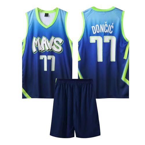WEOPLKIN Trajes de Baloncesto para Adultos y Niños Multitalla, Conjunto de Pantalón Corto y Camiseta de Baloncesto, Ideal para Partidos y Práctica Azul L