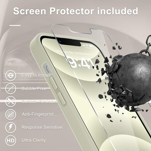 Image of YENAPOON for iPhone 13 Pro Max Case, Matte Magnetic Phone Cover [with 1 Screen Protector] [Support for MagSafe] [Shockproof Military Grade Protection] Translucent Frosted Back, Cream White