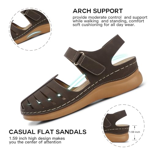 Image of SHIBEVER Women Comfortable Flat Sandals: Closed Toe Dressy Summer Sandal | Fisherman Comfortable for 8+ Hours Walking - No Ankle Rubs for All-day Commutes Lightweight Casual Outdoor Shoes