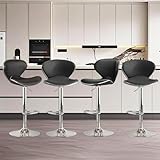 SJZNOI Bar Stools Set of 4, Modern Counter Height Barstools with Back and Footrest, Adjustable Swivel Bar Chairs, PU Leather Stools for Kitchen Island, Dining Room