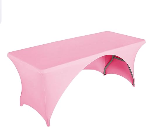 Vista 22 de LZY Paquete de 4 manteles ajustables para mesas plegables de 6 pies, espalda abierta, manteles rectangulares de elastano/elástico/elásticos