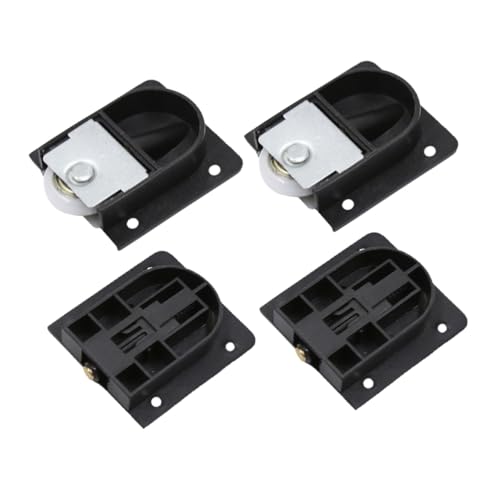 Tofficu 4個 静音耐久黒プラスチック戸車 引き戸用キャビネットドアローラー クローゼット家具修理用滑り止め機能付き