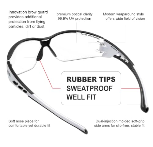 Image of HTS HUNTERSKY Super Flexible Lightweight Anti Fog Wrap-Around U6 Clear Shooting Safety Glasses with ANSI Z87.1 Scratch Resist