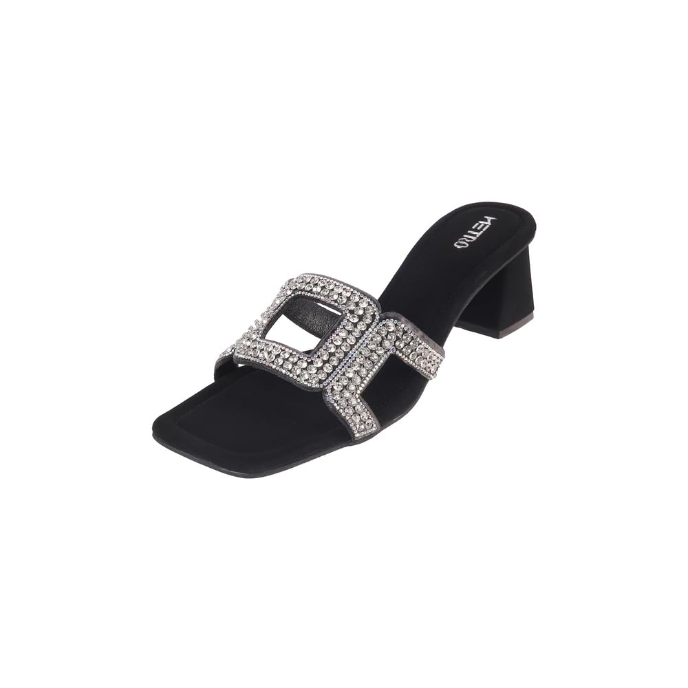Metro Women Black Faux Leather Embellished Party Slides UK/6 EU/39 (35-1289) (B0D9NZDHGB) Amazon Price History, Amazon Price Tracker