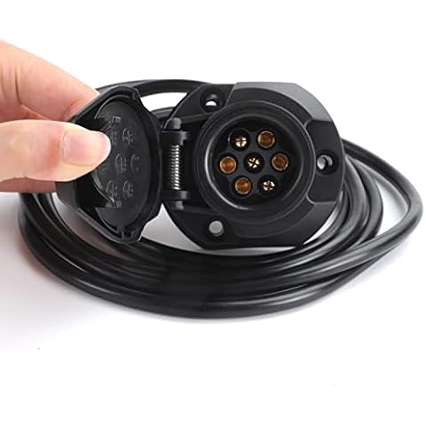 AOHEWEI 7 Pin Pre-wired Socket Trailer Connectors 7 Way with 2M 7 Core Cable Electrics Adapter for Truck RV Caravan or Other Commercial Vehicle Cover
