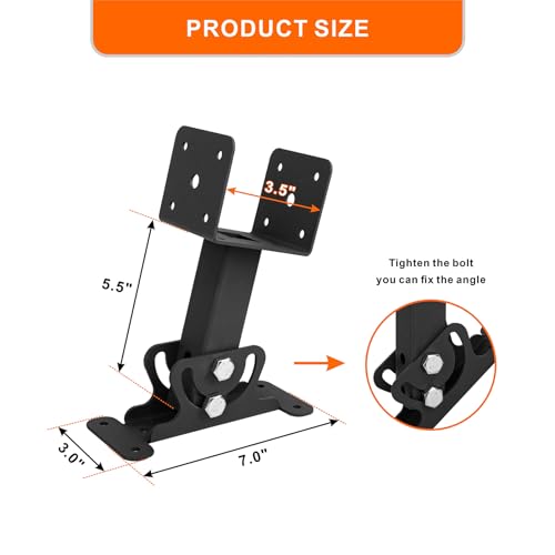 Wdwlbsm 3PCS Roof Riser Brackets Kit - Adjustable Pergola Beam Brackets - Heavy Duty Mount Brackets for 3-1/2" Wood Post, Black by Wdwlbsm - Used condition - Image 2