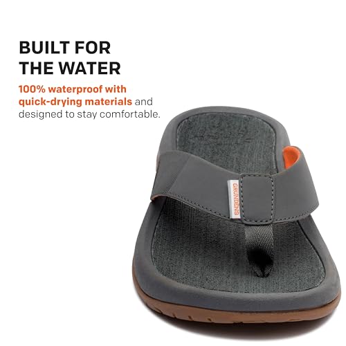 Image of Grundens Men's FishFinder Sandals - Quick-Drying, Comfortable, and Versatile Mens Flip Flops with Enhanced Traction & Full Arch Support for Fishing and Outdoor Wear, Anchor, 12