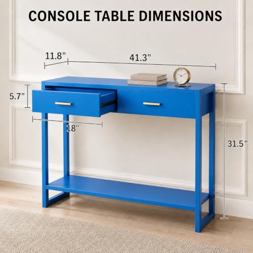Image of 41.3 inch Modern Entryway Console Table with Foot-Sensor Light, Blue