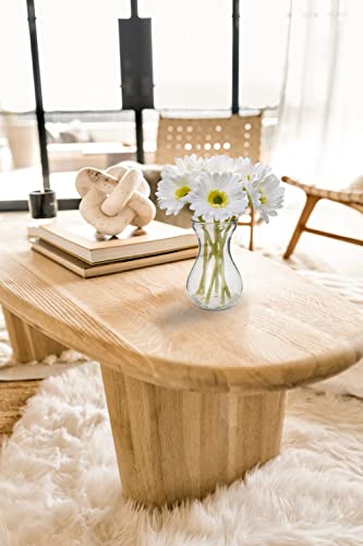 6 pcs Artificial African Daisies with Glass Vase, Small Fake Flowers in Vase with Faux Water - Image 4