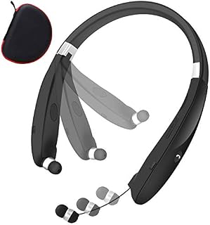 Bluetooth Foldable Headphones Neckband Wireless Headset Retractable Earbuds HD Stereo Noise Cancelling Earphones