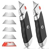 DIYSELF Premium Utility Knife, Box Cutter Retractable Heavy Duty, Razor Knife, Rubber Handle...