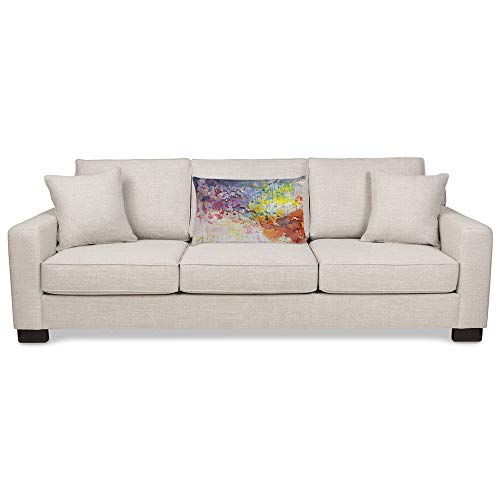 Ekobla Throw Pillow Cover Abstract Art Watercolor Paint Canvas Color Blue Yellow Red Vivid Splash Stroke Decor Lumbar Pillow Case Cushion For Sofa Couch Bed Standard Queen Size 20X30 Inch #TOP2