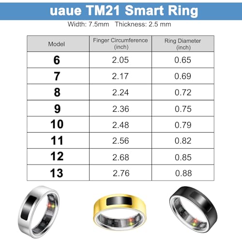 uaue Smart Health Ring for Women Men, Vibration Alert, Touch Control, Fitness Tracker Ring with Sleep/Women's Health/Heart Rate/Steps, IP68 Waterproof for iPhone and Android, Silver 10,No Subscription by uaue - Image 9