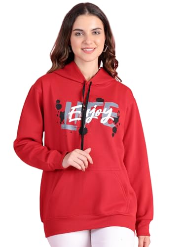 Image of Mack JONNEY Regular Fit Maroon Printed Hoodie for Women-MACK640070