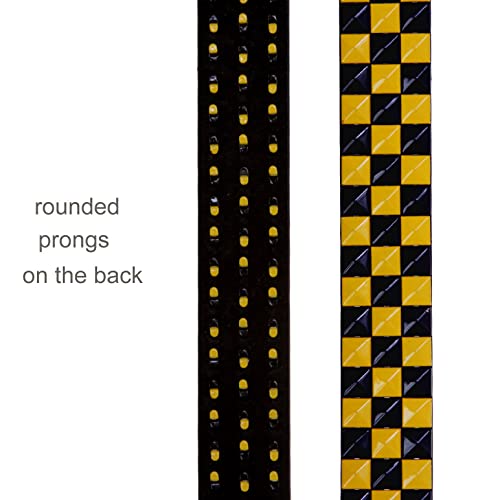 Snap On Punk Rock Star Studded Black & Yellow Checkerboard Leather Belt4