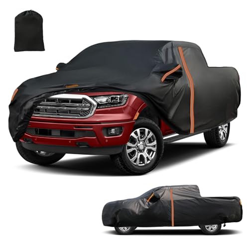 Truck Car Cover for Ford Ranger & Ranger Raptor 2019-2025, SuperCrew 5' & SuperCab 6' Beds, Full Outdoor Pickup Cover Waterproof All Weather, Sun UV Windproof Dust Protect Car Cover