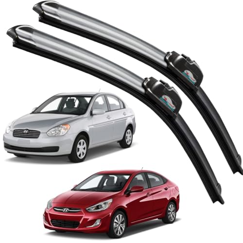 Image of Frameless Rubber Car Wiper Blades Set of 2 Compatible with (Hyundai Accent (2010-2015) (D-20,P-18))