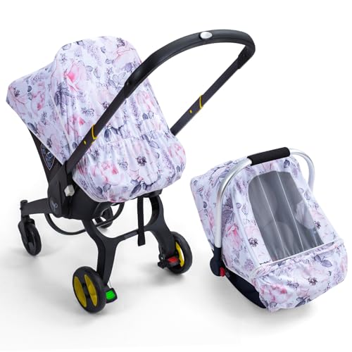 Image of Car Seat Cover Baby, Infant Car Seat Cover with Mesh Window, Stretch Carseat Cover for Girls Boys, Soft Breathable Baby Carrier Cover for Stroller, Summer Carseat Canopy Sunshade Cover