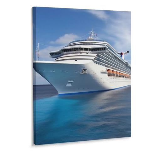 Toile murale moderne bateau de croisière encadrée 40x30 cm pour décoration de salon et chambre