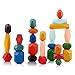 FancyWhoop Stacking Stones Building Blocks Toy 26Pcs Piedras Apilables Juego de Apilamiento de Madera Equilibrio Juguete Educativo Juego de Rocas de Madera Bloques de Piedra para Niños Niñas