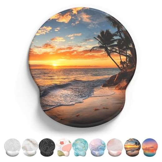 Giecy Tapis de Souris Support de Repose-Poignet, Tapis Souris Ergonomique en Gel, Tapis de Souris Frais pour Gamer, Repose Poignet Souris avec Base en PU antidérapant(Coucher de Soleil)