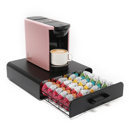 Horevo UCCドリップポッドカプセル用コーヒーカプセル収納引き出し, コーヒーカプセル オーガナイザー, コーヒーカプセル ホルダー, コーヒーメーカー スタンド,メタル, 32カプセル用.
